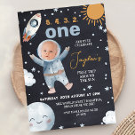 Black Space First Trip Around Sun 1st Birthday Invitation<br><div class="desc">Black Space First Trip Around Sun 1st Birthday Invitation Cute boy's outer-space themed first birthday invitation featuring a spaceship, various stars, planet and sun as well as an astronaut with a photo inside the space helmet. This first trip around the sun birthday invitation is a cute way to invite guests...</div>