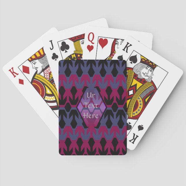 Black Spacecrafts and Arrow Monogram Pattern Playing Cards (Back)