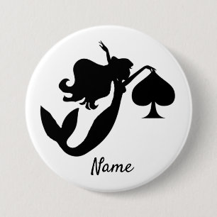 Black Spade Mermaid Silhouette Thunder_Cove  3 Inch Round Button