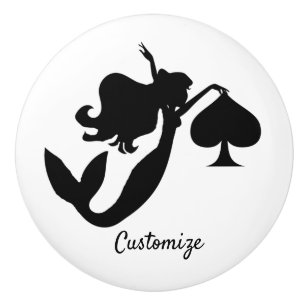 Black Spade Mermaid Silhouette Thunder_Cove  Ceramic Knob
