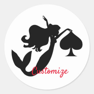 Black Spade Mermaid Silhouette Thunder_Cove Classic Round Sticker