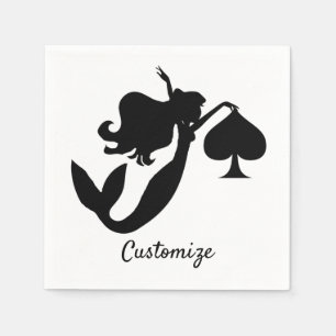 Black Spade Mermaid Silhouette Thunder_Cove Napkin