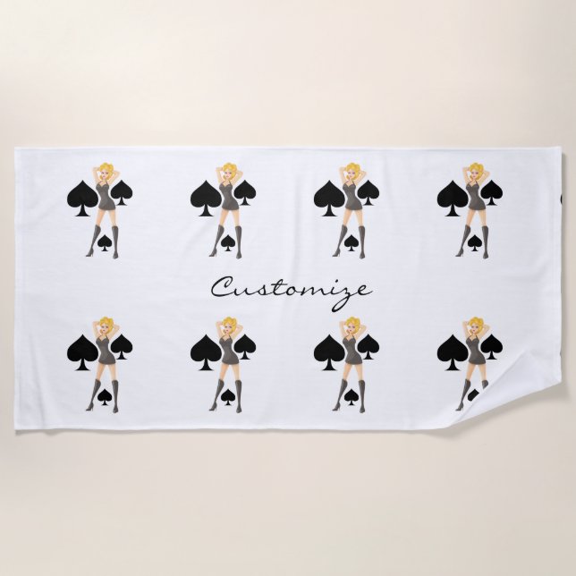 Black Spades Blonde Queen Thunder_Cove  Beach Towel (Front)