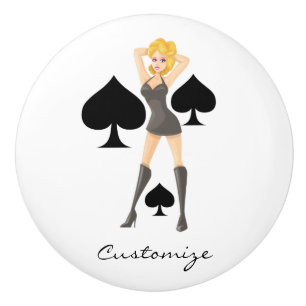 Black Spades Blonde Queen Thunder_Cove Ceramic Knob