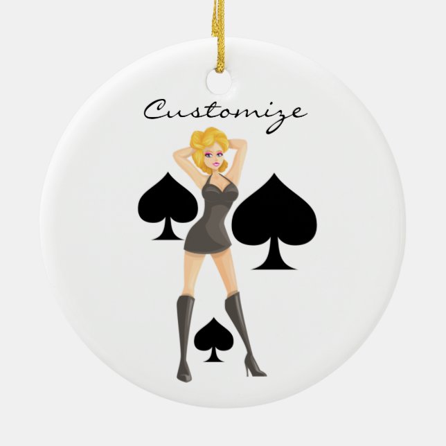 Black Spades Blonde Queen Thunder_Cove Ceramic Ornament (Back)