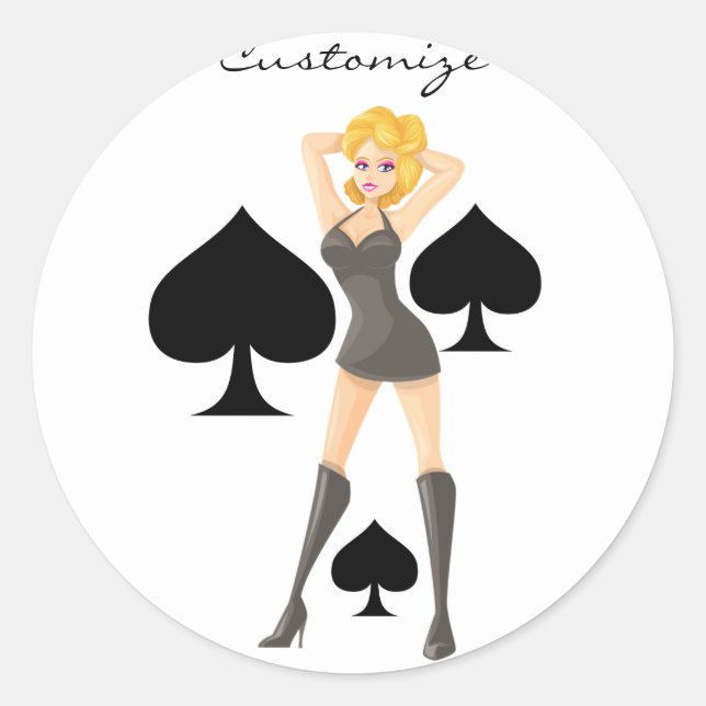 Black Spades Blonde Queen Thunder_Cove Classic Round Sticker (Front)