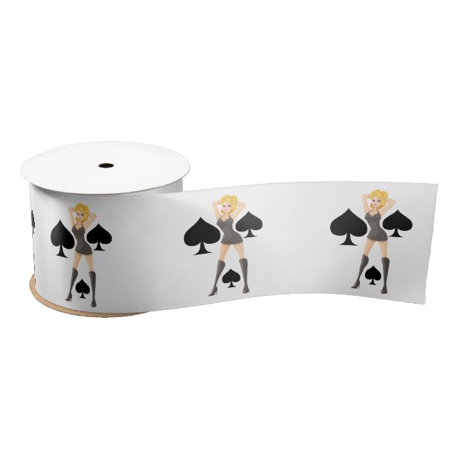 Black Spades Blonde Queen Thunder_Cove Satin Ribbon (Spool)