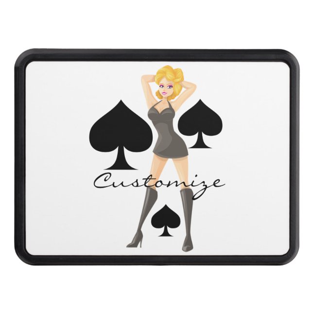 Black Spades Blonde Queen Thunder_Cove Trailer Hitch Cover (Front)