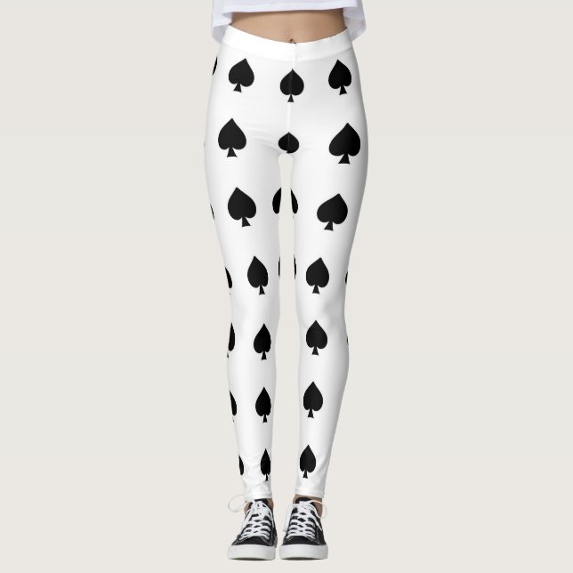 black  spades on white leggings (Front)
