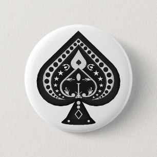 Black Spades: Playing Cards Suit: 2 Inch Round Button