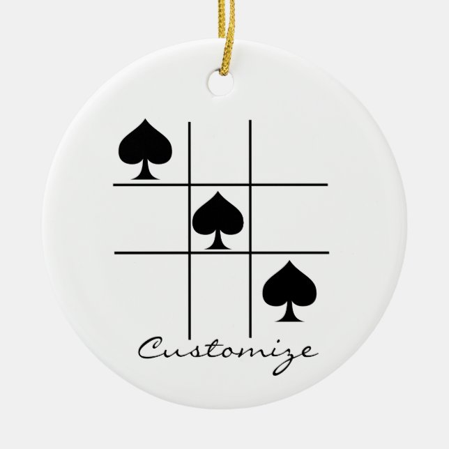 Black Spades Tic Tac Toe Thunder_Cove Ceramic Ornament (Front)