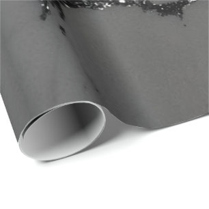 Black Spark Graphite Glitter Marble Stone Lux Grey Wrapping Paper