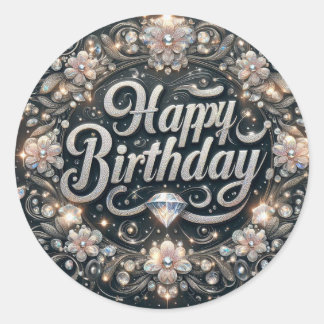 Black sparkle birthday sticker 