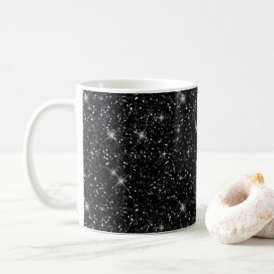 Black Sparkle Glitter Texture Elegant Minimal Glam Coffee Mug