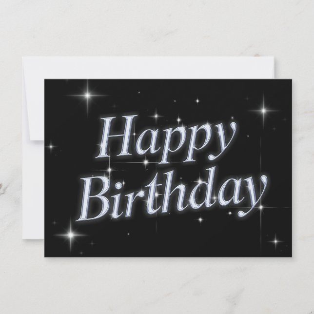 Black sparkle metallic y2k happy birthday  card (Front)