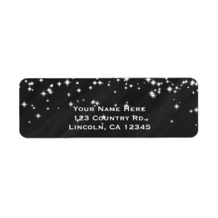 Black & Sparkle Stars Elegant Glamor Invitation