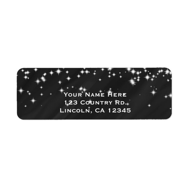 Black & Sparkle Stars Elegant Glamor Invitation (Devant)