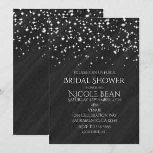Black & Sparkle Stars Elegant Glamour Invitations