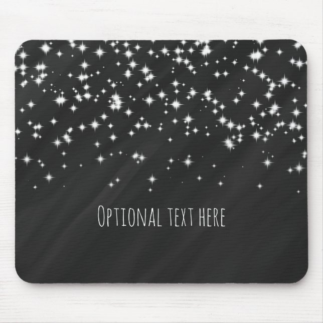 Black & Sparkle Stars Elegant Glamour Mouse Pad (Front)