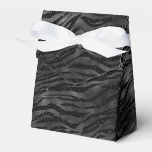 Black Sparkle Zebra Print Favor Box