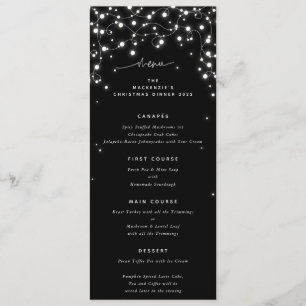 Black Sparkling Lights Christmas Flat 4 Course Menu
