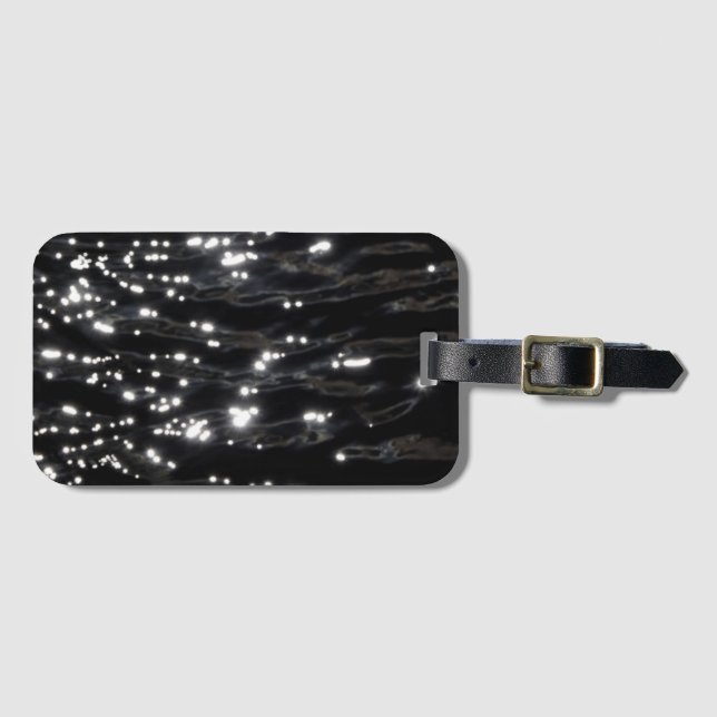 Black sparkling water luggage tag (Front Horizontal)