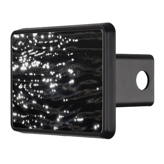 Black sparkling water trailer hitch cover (Left)