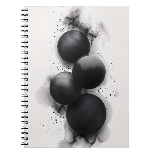 Black Spheres Modern Abstract Art Notebook (Front)