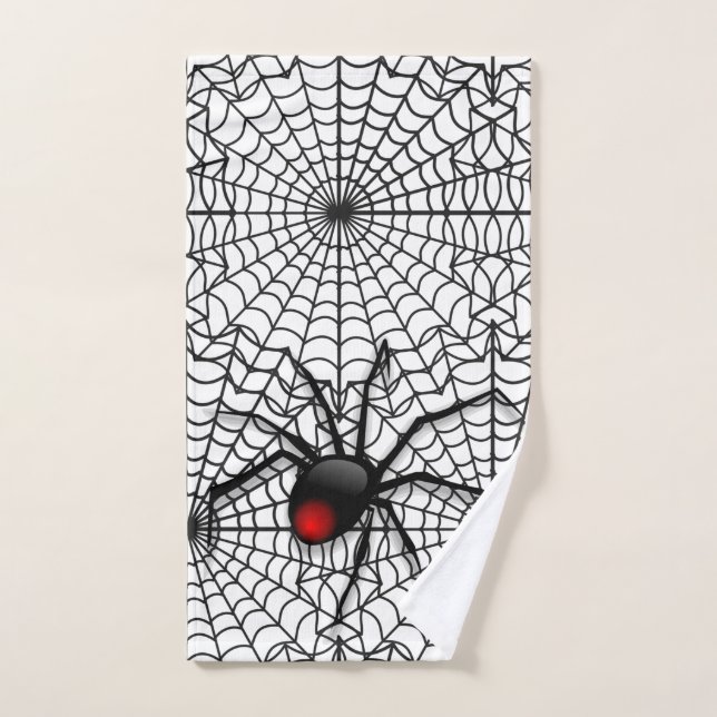 Black Spider et Web Halloween Accueil Invité (Serviette à main)