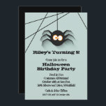 Black Spider Halloween Birthday Party Invitation<br><div class="desc">A creepy black spider hanging from his web,  these invitations are fun for Halloween birthday party invitations for any age,  just change the wording to fit your occasion. Available as printed invitations and instant download to print yourself or to send digitally. MATCHING items in our store.</div>