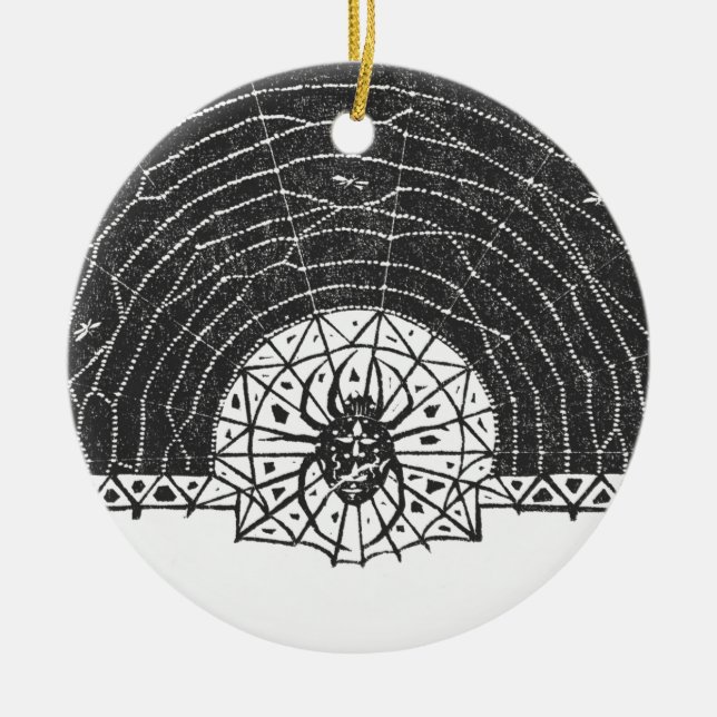 Black Spider Insect Halloween 2021 Ceramic Ornament (Front)