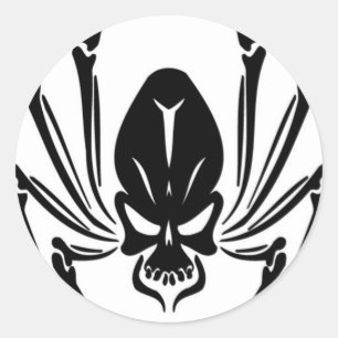 BLACK SPIDER INSECT SCARY TOUGH ROUGH TATTOO CLASSIC ROUND STICKER