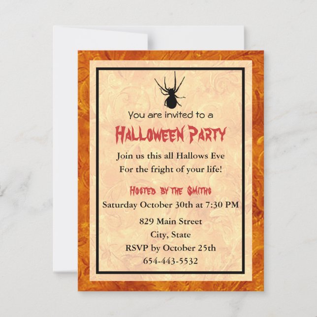 Black Spider Invitation Card Template (Front)