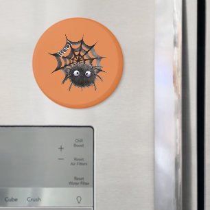Black Spider on Web Halloween Magnet