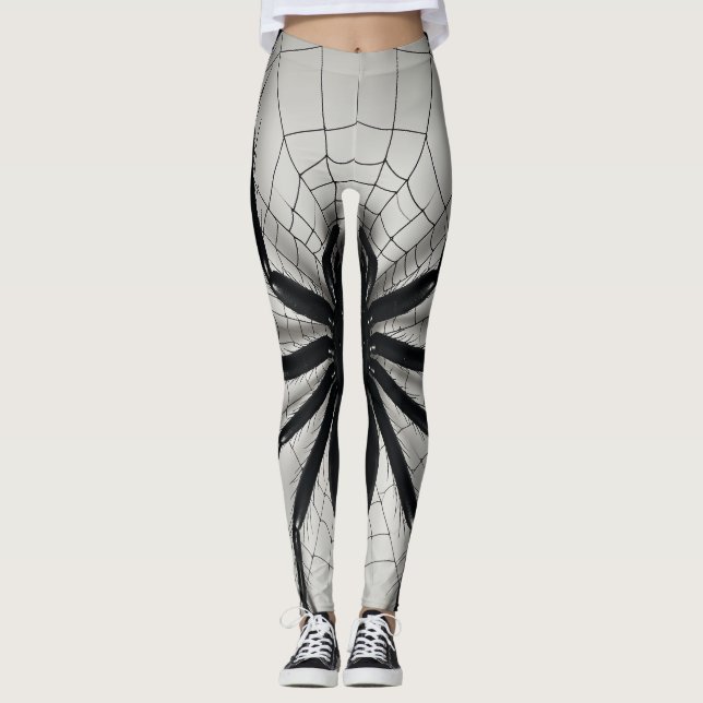 Black spider pattern image leggings (Front)