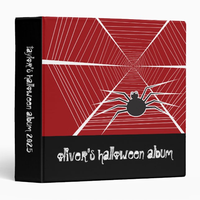 Black Spider & Web Children's Fun Halloween Album Binder (Front/Spine)
