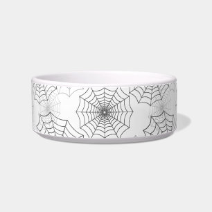 Black Spider Web Cobweb Silk Pattern on Dark White Bowl