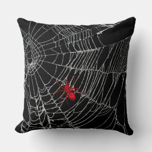 Black Spider Web Goth Grunge Halloween Creepy Throw Pillow