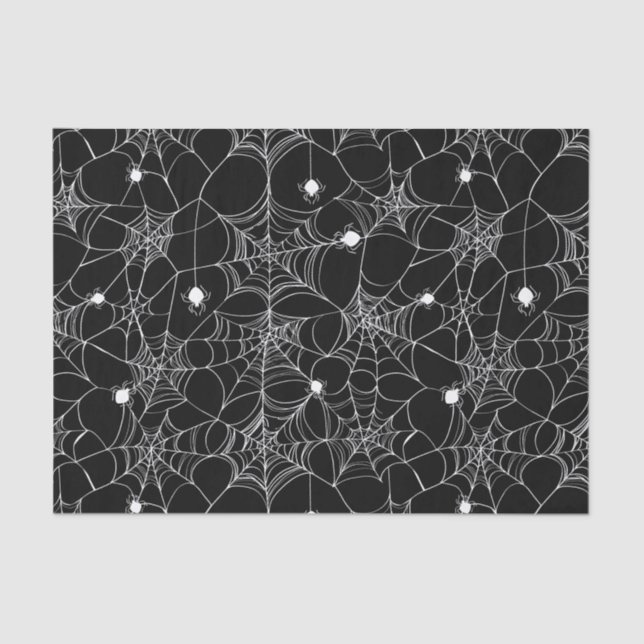 Black Spider Web Halloween Tissue Paper (Front)