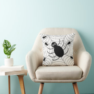 Black Spider Web Throw Pillow