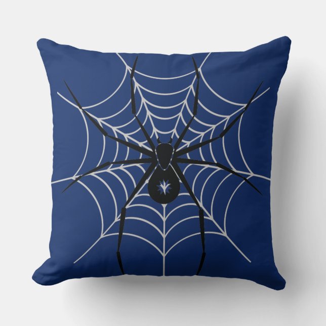 Black Spider Web Throw Pillow (Front)
