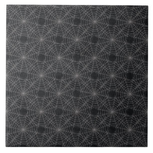 Black Spider Webs Halloween Grunge Tile