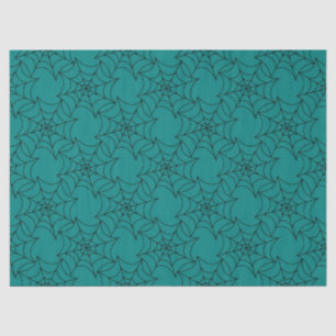 Black Spider Webs on Teal Decoupage Tissue Paper