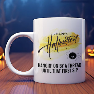 Black Spider with Web Customizable Halloween Coffee Mug