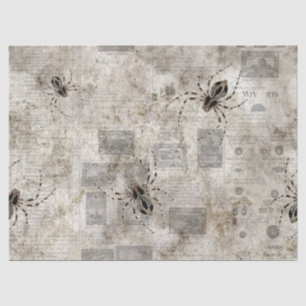 Black Spiders on Catalogue Newsprint Decoupage Tissue Paper