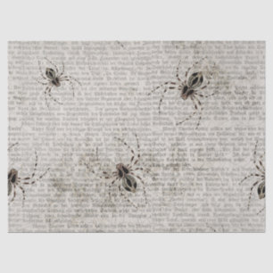 Black Spiders on Newsprint Decoupage Tissue Paper