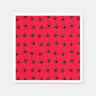 Black Spiders On Red Napkin