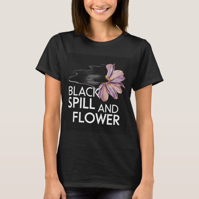 Black spill and flower T-Shirt (Front)