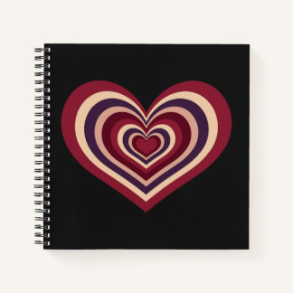 Black Spiral Notebook With Retro Red Heart