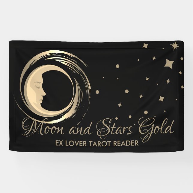 Black Spiritual Future Tarot Reader Stars Moon Banner (Horizontal)